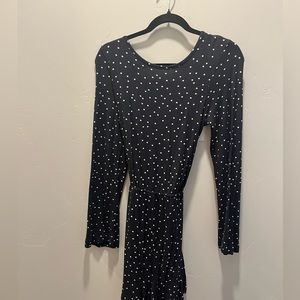 ROXY BLACK AND WHITE DOT ROMPER WITH TIE BACK